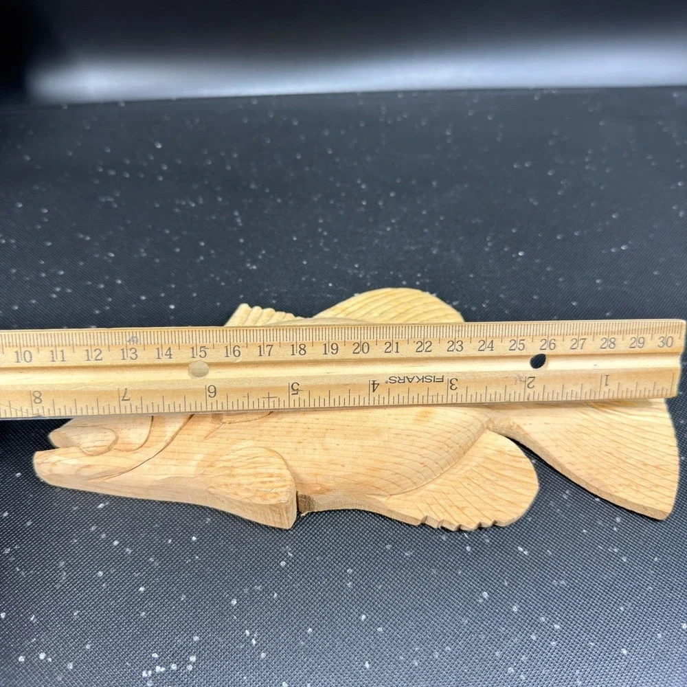 Vintage 1993 Thorsen Hand Carved Wood Fish Sculpture Folk Art Cabin Decor 8 inch